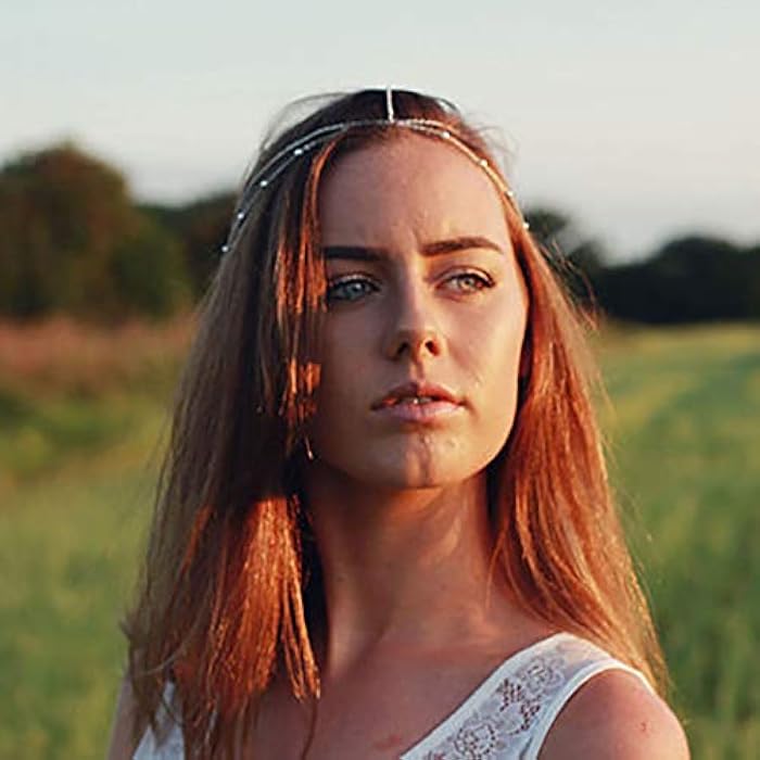 Bomine Boho Beaded Head Chain Gypsy Hair Chain Festival Wedding Jewelry Headpieces Hair Acessories for Women and Girls (Silver) - Image 2